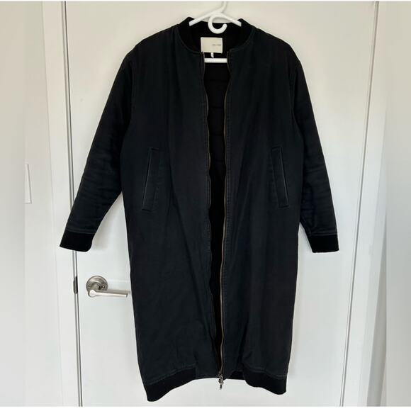 Oak+fort long bomber cotton jacket, navy color, size Small - Picture 4 of 9